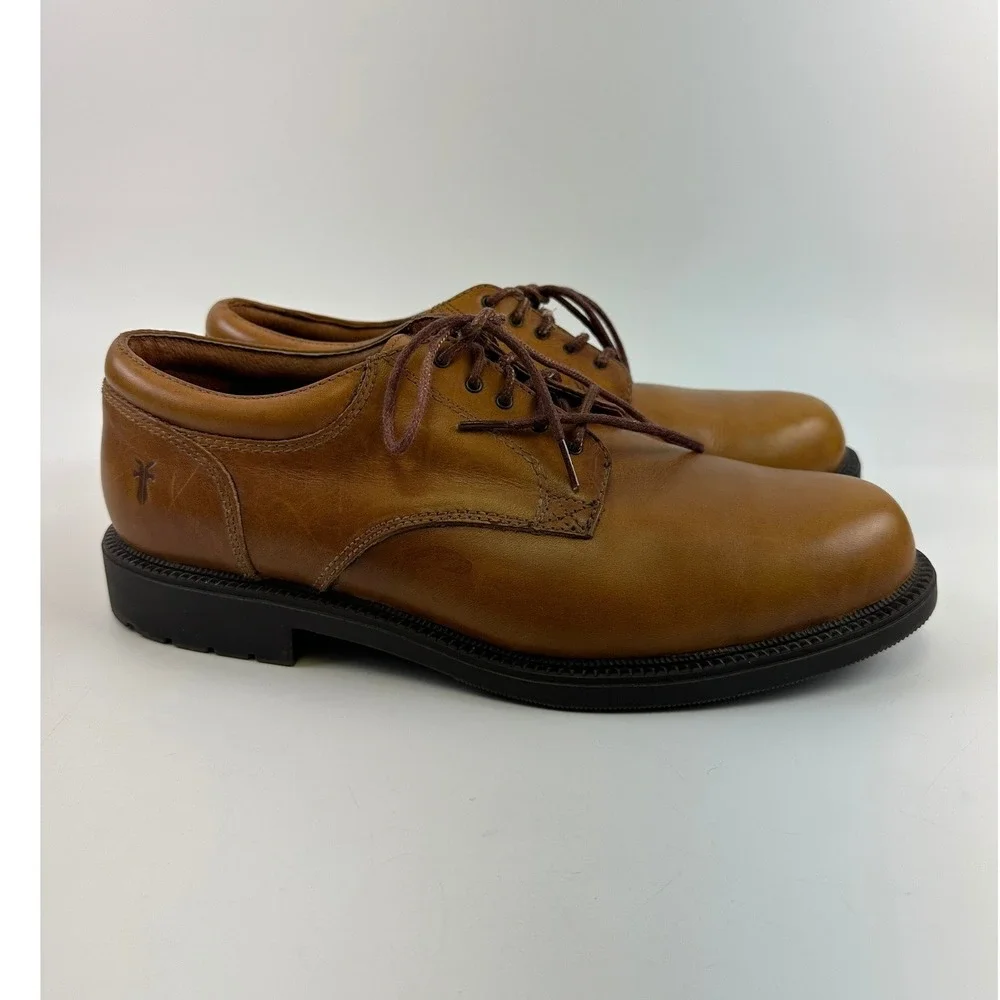 Frye Matthew Oxford Tan Leather Plain Toe Dress Shoes Lace Up Casual Mens 11 M